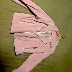 Pink suede motorcycle jacket, blanknyc from Anthroplogie